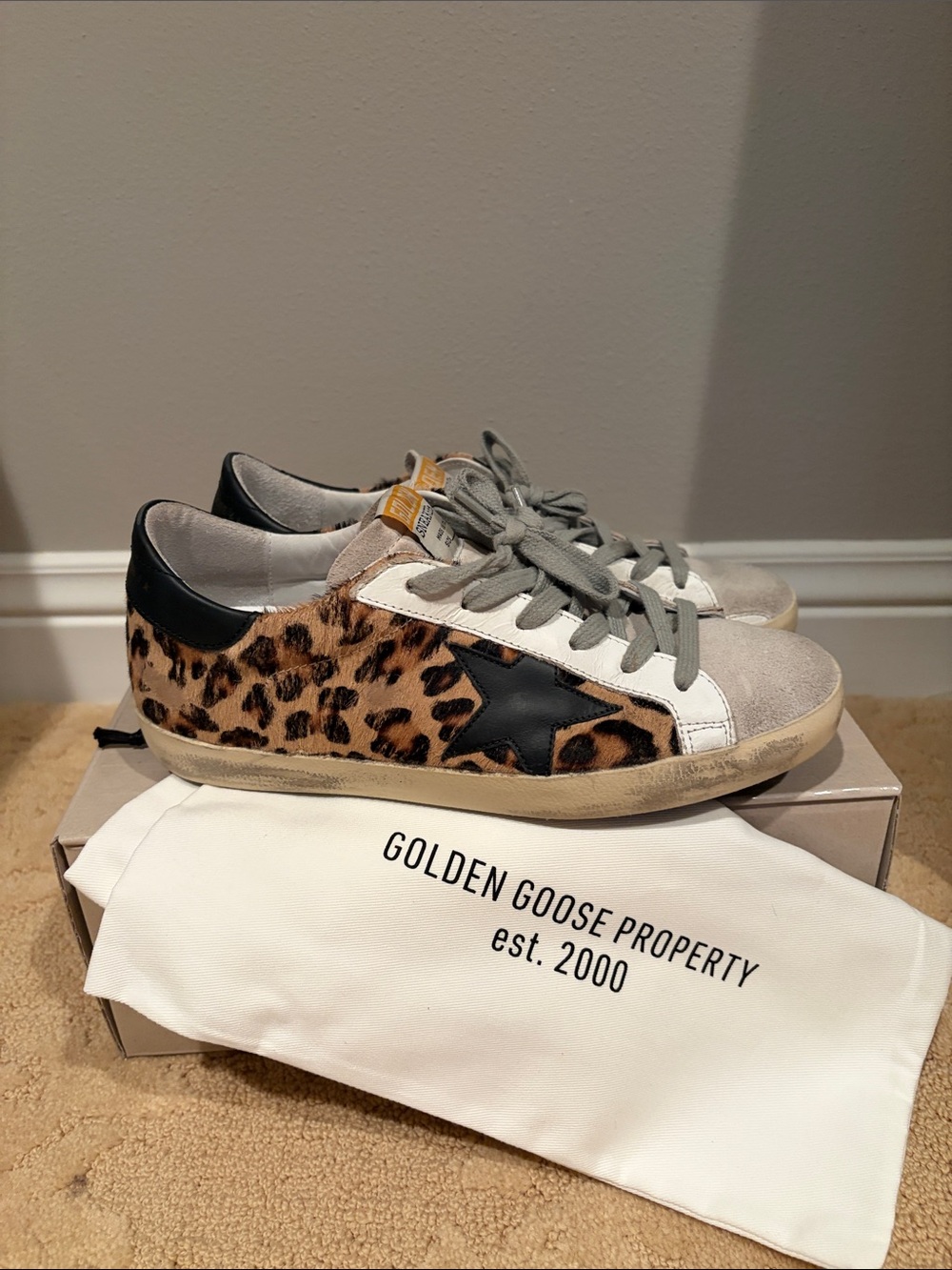 Golden Goose Leopard-Print Superstar Sneakers - Brown, Black & Gray - Picture 3 of 6